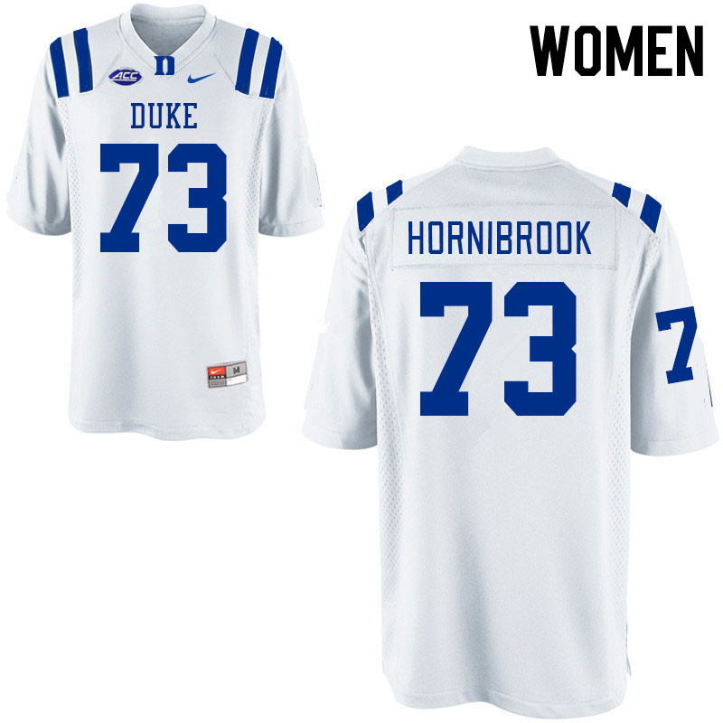 Women #73 Jake Hornibrook Duke Blue Devils College Football Jerseys Stitched-White - Click Image to Close